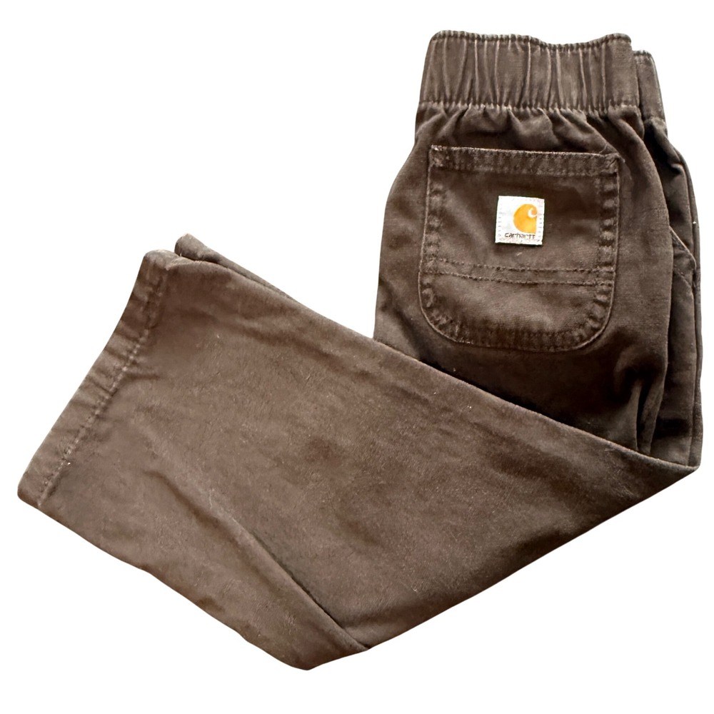 Carhartt Canvas Pants Toddler 24M Brown Elastic Waist Utility Work Trousers